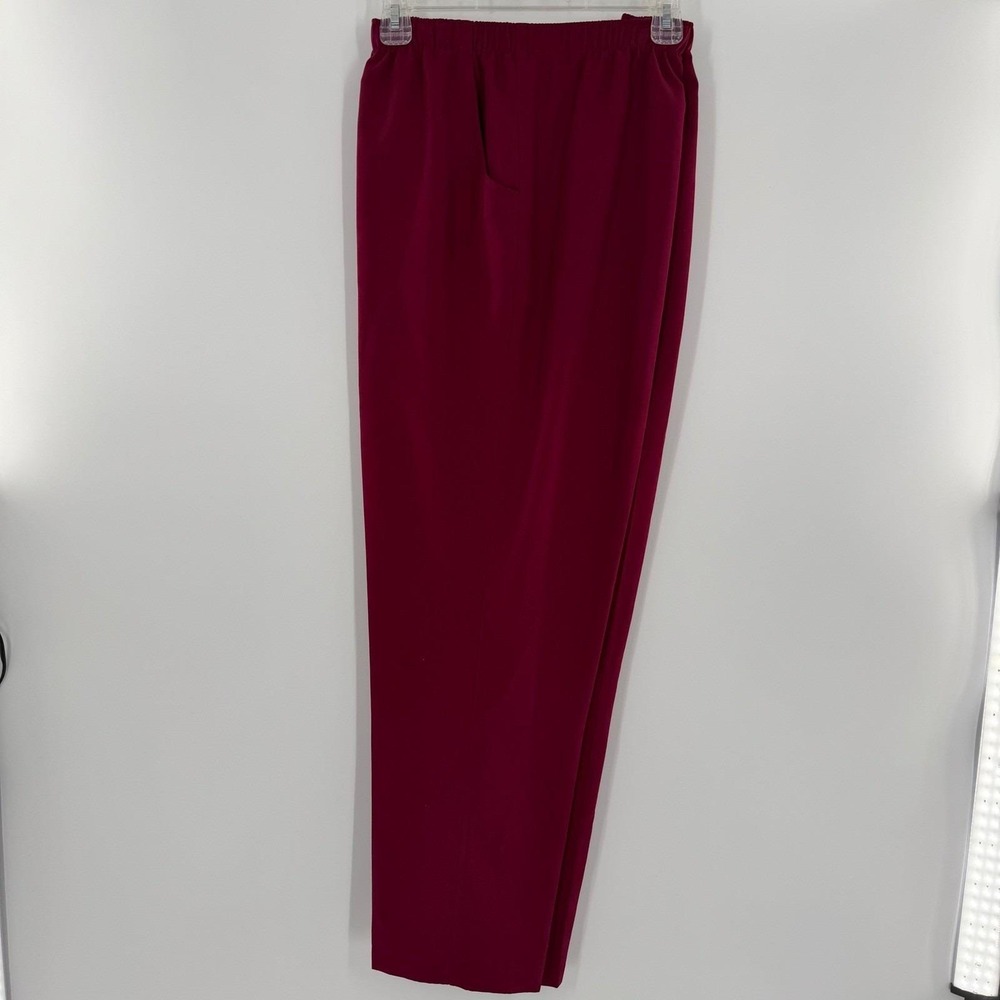 Allison Daley Womens Berry Pink Elastic Waist Straight Leg Dress Pants Size 16